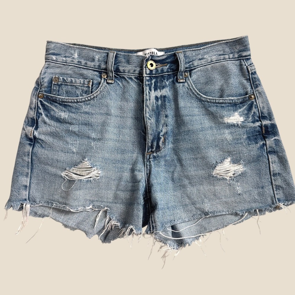 Pistola High Rise Distressed Denim Shorts Light Wash size 26 - Picture 1 of 7